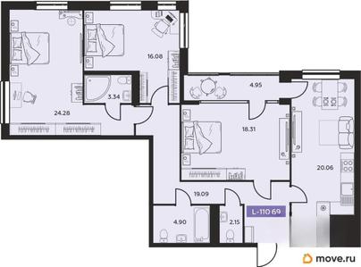 4-комн. квартира, 110.69 м&sup2;