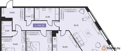 4-комн. квартира, 110.25 м&sup2;