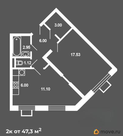 2-комн. квартира, 52 м&sup2;