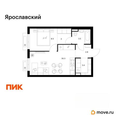 1-комн. квартира, 37.5 м&sup2;