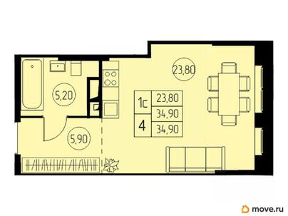 студия, 34.9 м&sup2;