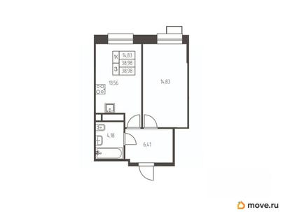 1-комн. квартира, 39 м&sup2;