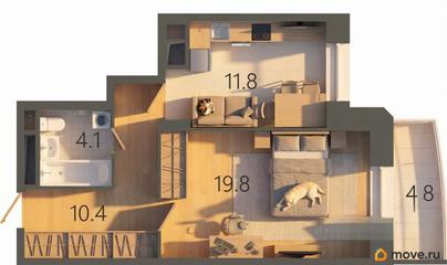 1-комн. квартира, 47.5 м&sup2;