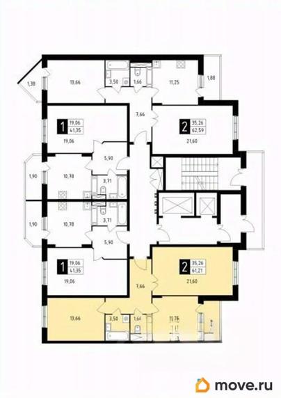 2-комн. квартира, 61.21 м&sup2;