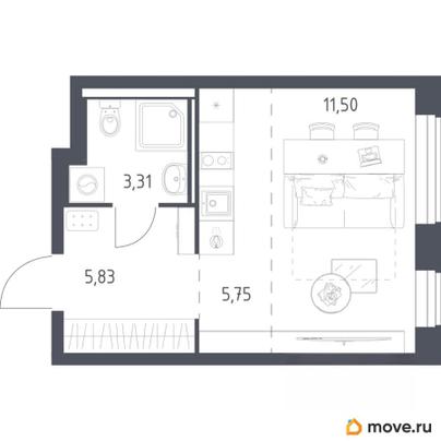 студия, 26.39 м&sup2;