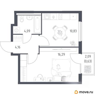 1-комн. квартира, 36 м&sup2;