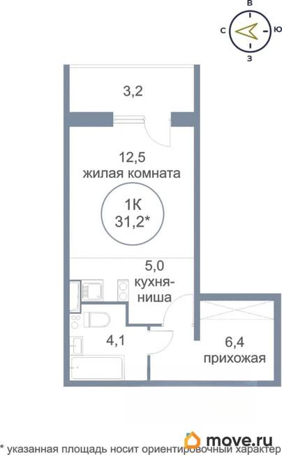 1-комн. квартира, 32.4 м&sup2;