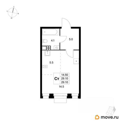 студия, 29.1 м&sup2;
