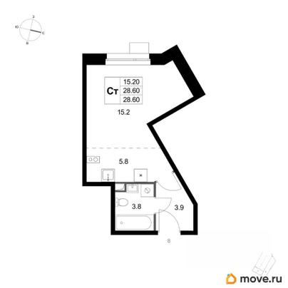 студия, 28.6 м&sup2;