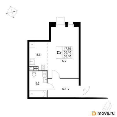 студия, 35.1 м&sup2;