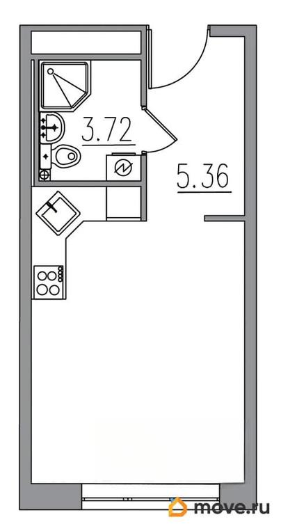 1-комн. апартаменты, 27.02 м&sup2;
