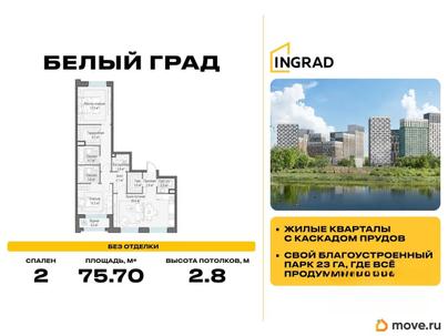 2-комн. квартира, 75.7 м&sup2;