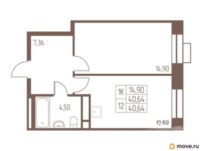 1-комн. квартира, 40.6 м&sup2;