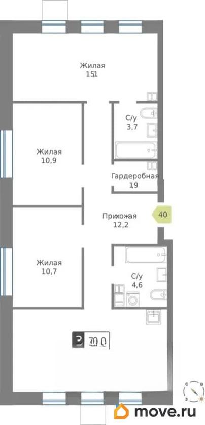 3-комн. квартира, 79 м&sup2;