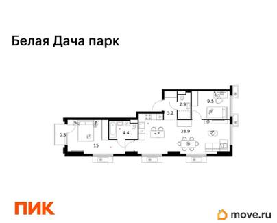 2-комн. квартира, 64.4 м&sup2;