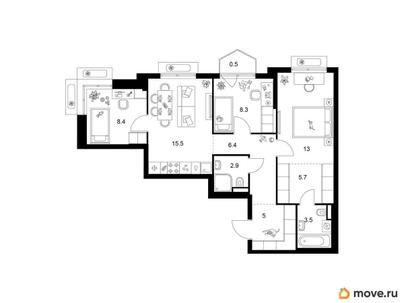 3-комн. квартира, 69.2 м&sup2;