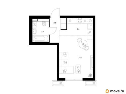 студия, 28.3 м&sup2;