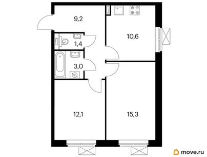 2-комн. квартира, 51.3 м&sup2;