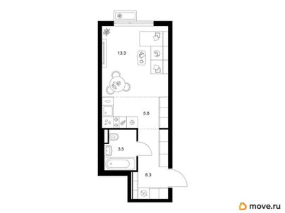 студия, 28.9 м&sup2;