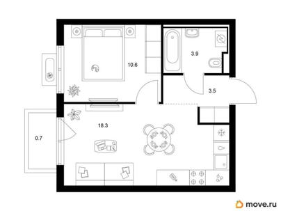 1-комн. квартира, 37 м&sup2;