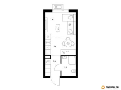 студия, 23.3 м&sup2;
