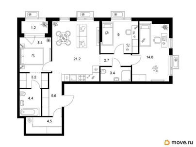 3-комн. квартира, 78.4 м&sup2;
