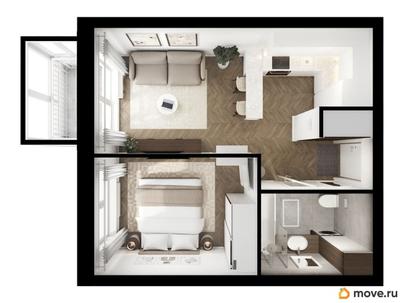 1-комн. квартира, 33.1 м&sup2;